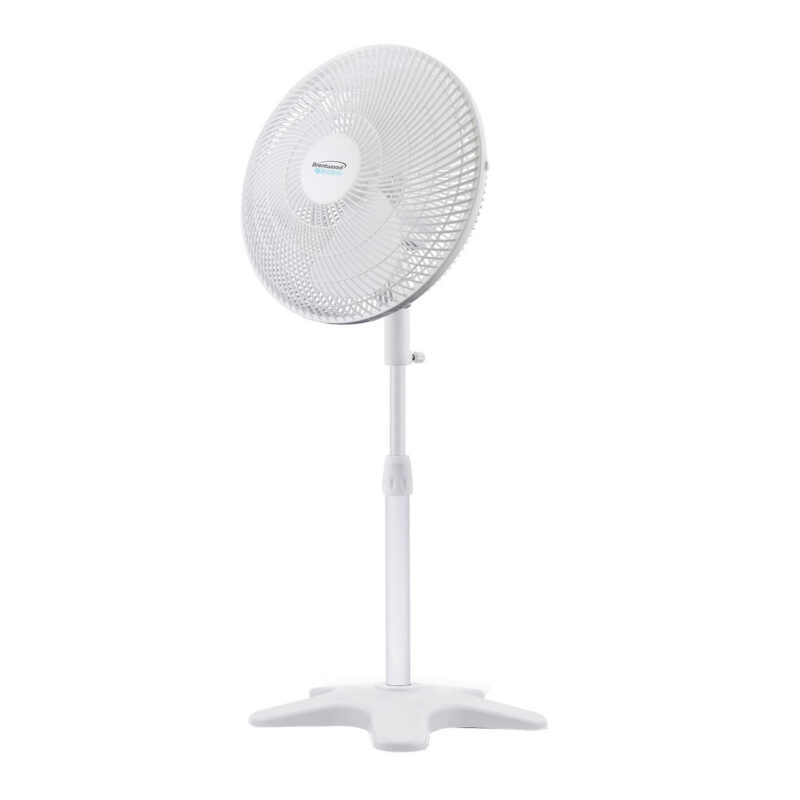 Brentwood Kool Zone F-16SPW 3-Speed 16” Oscillating Stand Fan, White