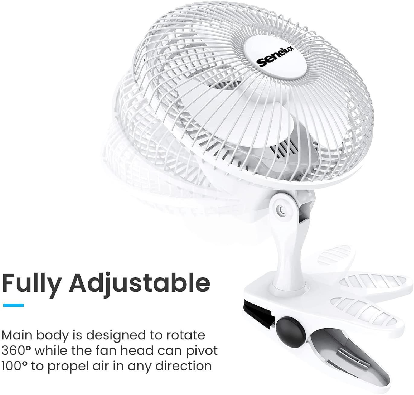 Senelux 6" Clip On Desk Fan- Home Cooling from a Portable, Cool Clip Fan; Clip on Desk Fan - Image 2
